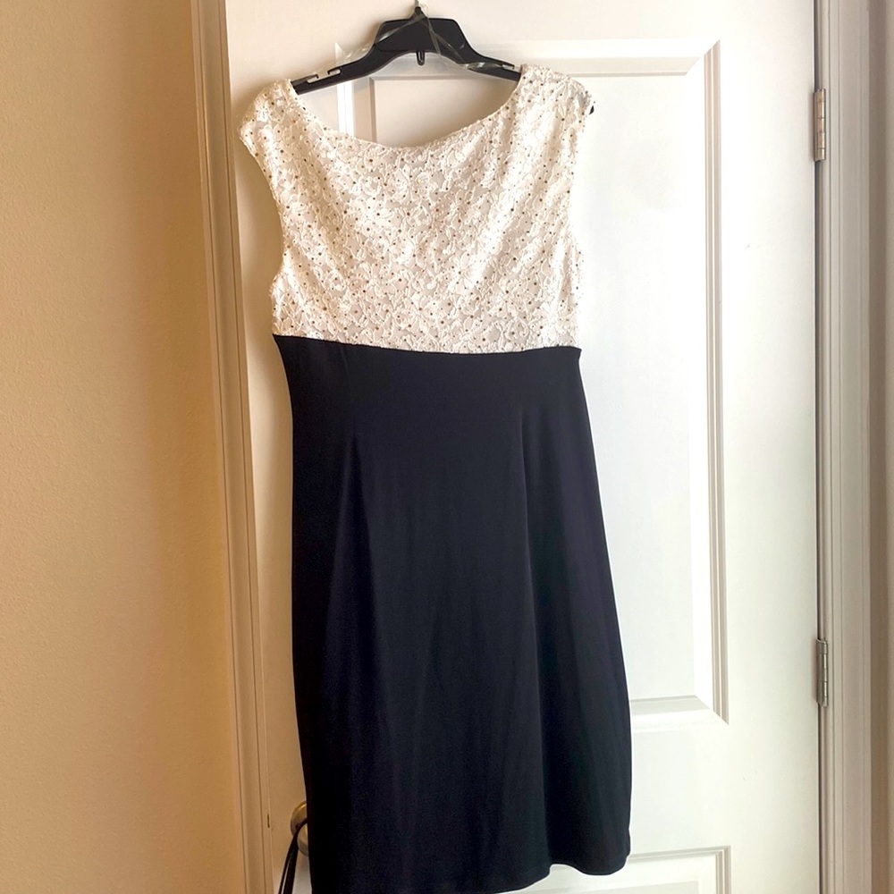 Black and White Faux Wrap Dress